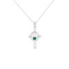 Sterling Silver Claddagh Cross Necklace with Emerald Green -  Hypoallergenic Jewellery for Ladies - 36mm * 2.50mm