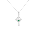 Sterling Silver Claddagh Cross Necklace with Emerald Green -  Hypoallergenic Jewellery for Ladies - 36mm * 2.50mm