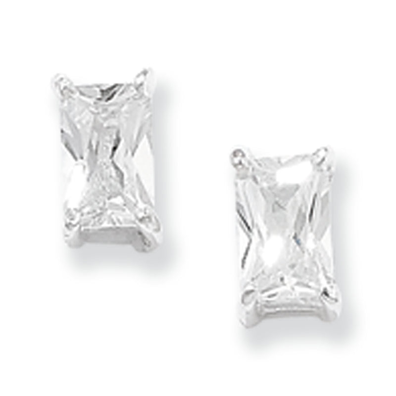 Sterling Silver Rectangular Earrings with Cubic Zirconia. Hypoallergenic Sterling Silver Earrings for women by Aeon