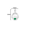 Sterling Silver Claddagh Necklace with Emerald Green Stone -  Hypoallergenic Jewellery for Ladies - 24mm * 16mm