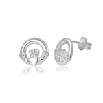 Sterling Silver Celtic Claddagh Stud Earrings