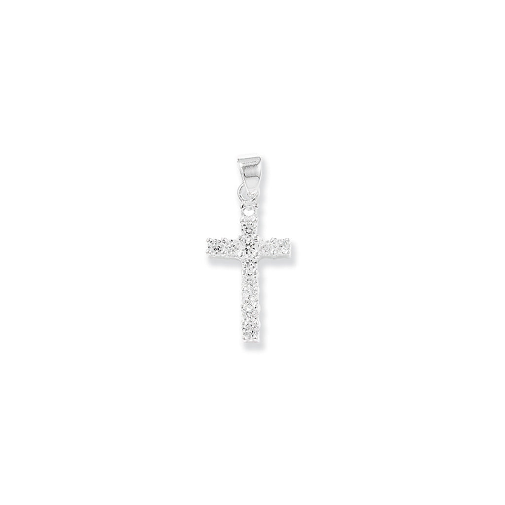 Sterling Silver Cubic Zirconia Cross Necklace - Hypoallergenic Sterling Silver Jewellery by Aeon  - 25mm * 11mm