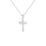 Sterling Silver Cubic Zirconia Cross Necklace - Hypoallergenic Sterling Silver Jewellery by Aeon  - 25mm * 11mm