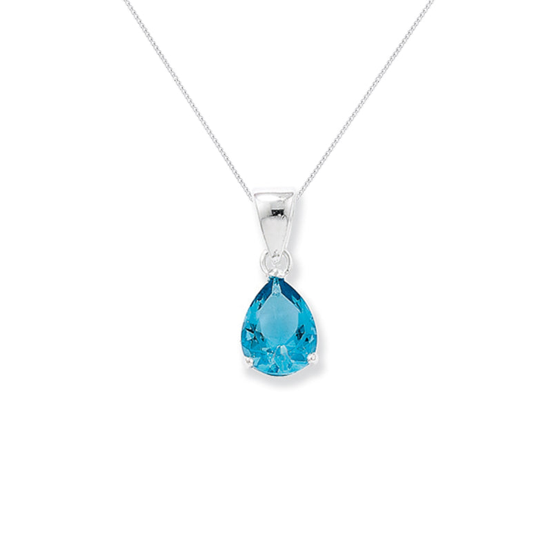 Sterling Silver Blue Topaz Necklace - Hypoallergenic Sterling Silver Jewellery by Aeon