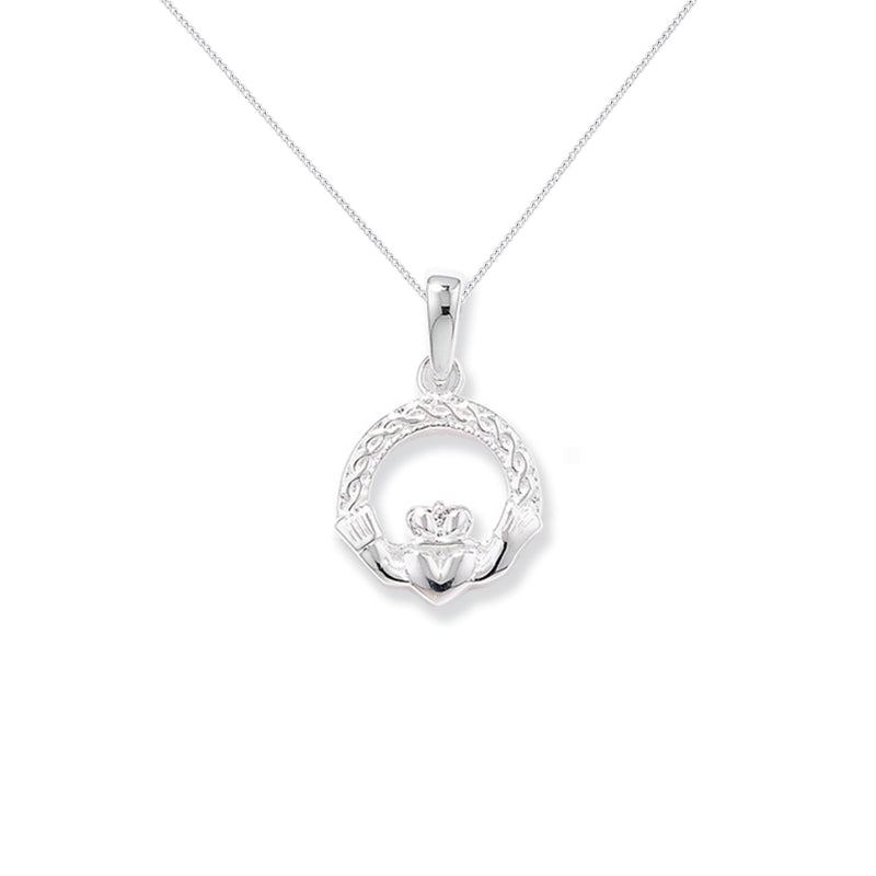 Sterling Silver Claddagh Necklace -  Hypoallergenic Jewellery for Ladies - 22mm * 14mm