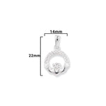 Sterling Silver Claddagh Necklace -  Hypoallergenic Jewellery for Ladies - 22mm * 14mm