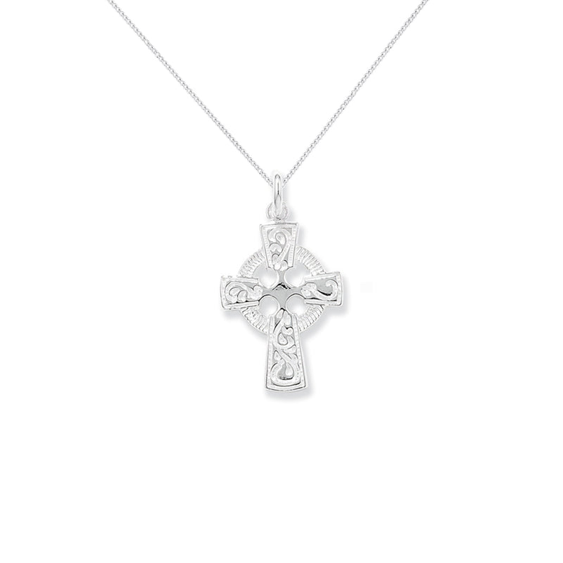 Sterling Silver Celtic Cross Necklace - Hypoallergenic Ladies Jewellery - 27mm * 14mm