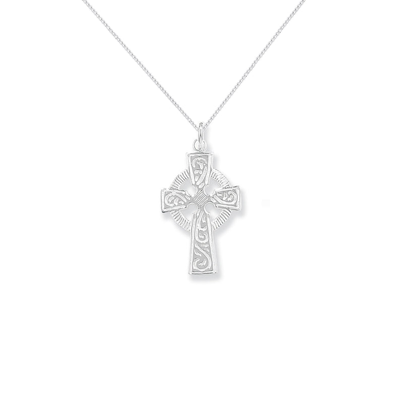 Sterling Silver Celtic Cross Necklace - Hypoallergenic Ladies Jewellery - 33mm * 16mm