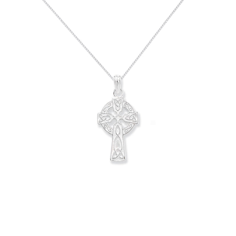 Sterling Silver Celtic Cross Necklace - Hypoallergenic Ladies Jewellery - 30mm * 13mm