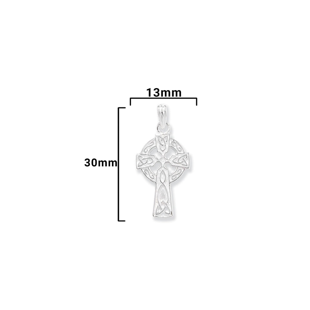 Sterling Silver Celtic Cross Necklace - Hypoallergenic Ladies Jewellery - 30mm * 13mm