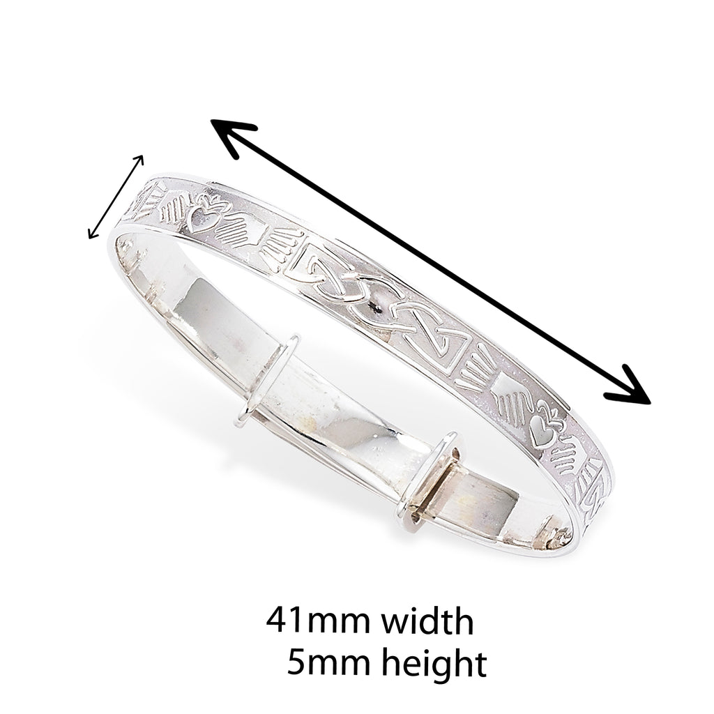 Sterling Silver Adjustable Celtic Claddagh Baby Bangle For Girls / Boys.  Kids Jewellery by Aeon