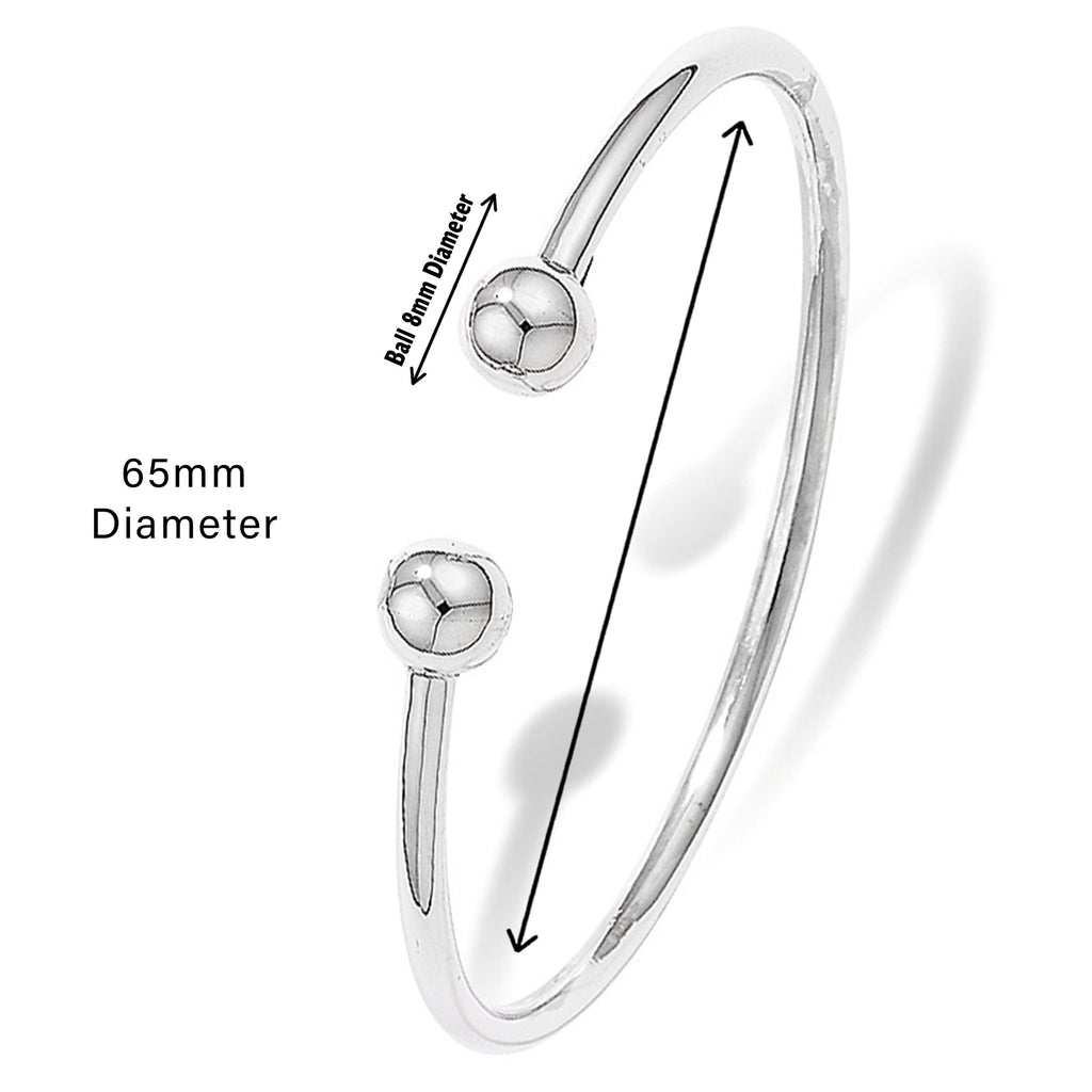 Sterling Silver Torque Bangle for Girls Women - Hypoallergenic Gift Jewellery for women - 65mm * 3mm