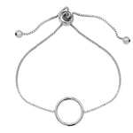 Sterling Silver 925 Circle Adjustable Bracelet.  Hypoallergenic jewellery for women by Aeon