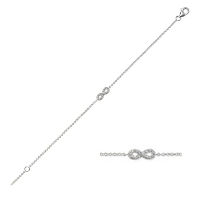 Sterling Silver 925 Infinity AAA Cubic Zirconia  Bracelet.  Hypoallergenic Jewellery for ladies by Aeon