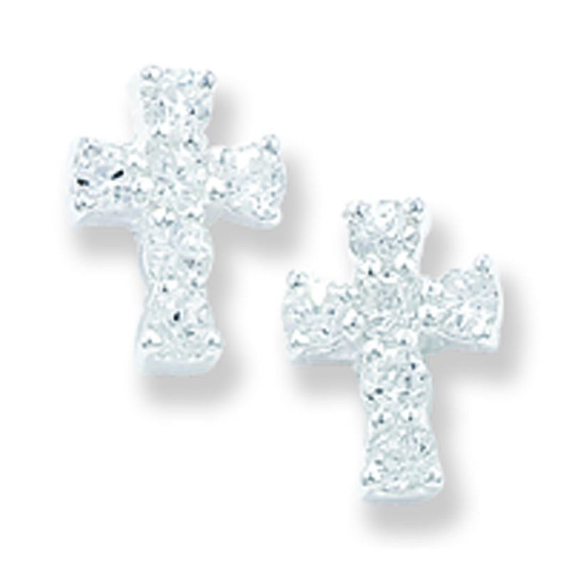 Cross Stud Earrings.  Hypoallergenic Silver Cubic Zirconia Cross Stud Earrings for Women