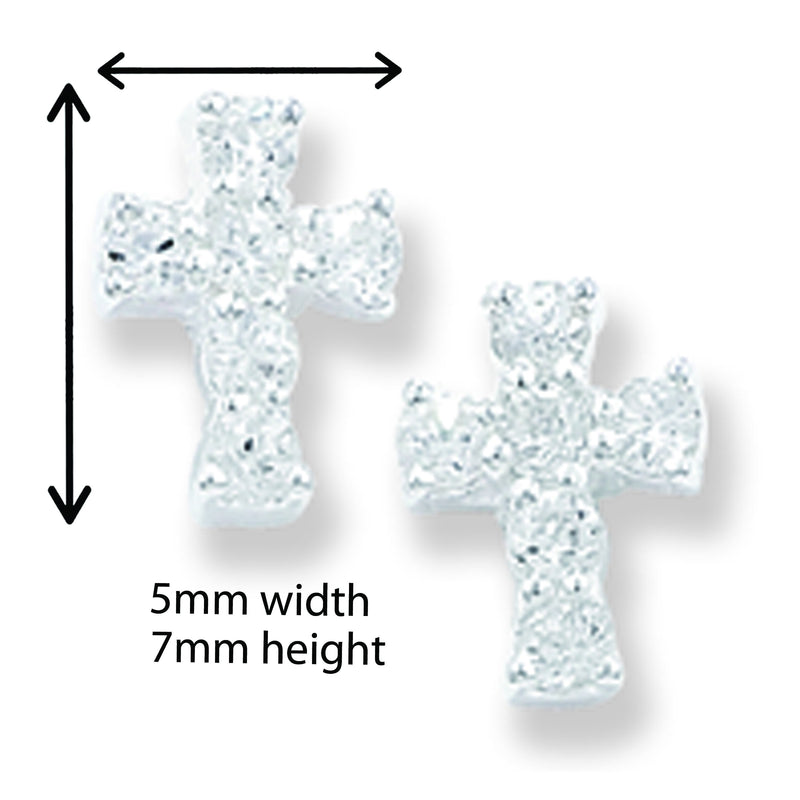 Cross Stud Earrings.  Hypoallergenic Silver Cubic Zirconia Cross Stud Earrings for Women