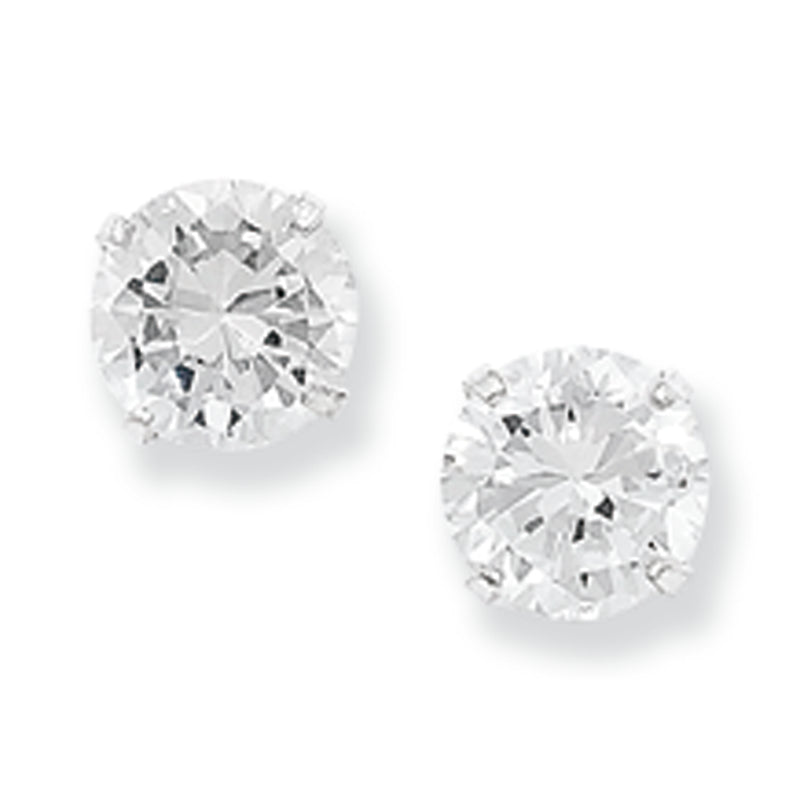 Sterling Silver Cubic Zirconia Round Earrings. Hypoallergenic Sterling Silver Earrings For Women