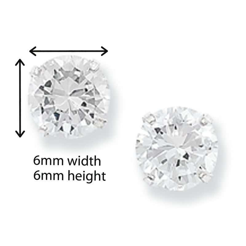 Sterling Silver Cubic Zirconia Round Earrings. Hypoallergenic Sterling Silver Earrings For Women