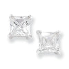 Sterling Silver Cubic Zirconia Square Stud Earrings.  Hypoallergenic Sterling Silver Earrings For Women