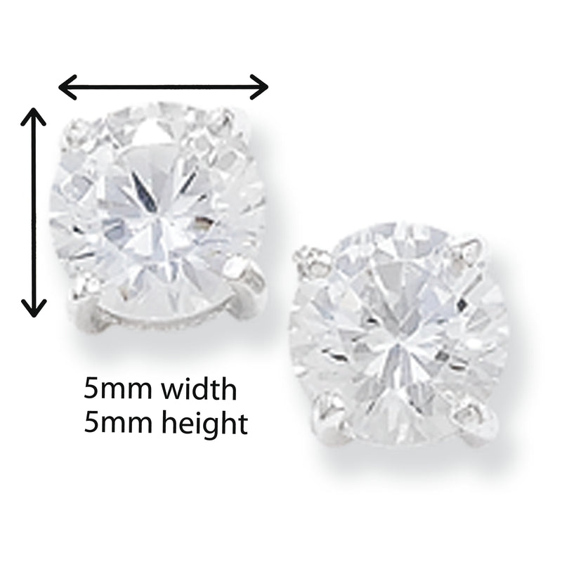 Sterling Silver Cubic Zirconia Classic Stud Earrings.  Hypoallergenic Sterling Stud Earrings For Women