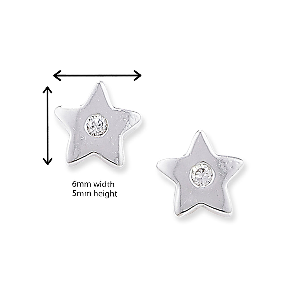 Sterling Silver Cubic Zirconia Star Earrings. Hypoallergenic Sterling Silver Earrings for women