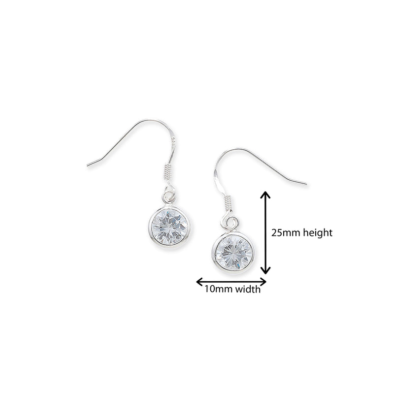 Sterling Silver Cubic Zirconia Drop Earring. Hypoallergenic Silver Jewellery for women by Aeon