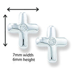 Cubic Zirconia Cross Stud Earrings. Hypoallergenic Silver Cross Stud Earrings for Women