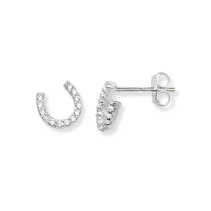 Sterling Silver  Horseshoe Earrings.  6mm * 10mm 925 Silver Studs.