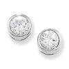 Sterling Silver Rubover Circle Earrings with Cubic Zirconia. Hypoallergenic Silver Earrings For Women