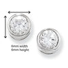 Sterling Silver Rubover Circle Earrings with Cubic Zirconia. Hypoallergenic Silver Earrings For Women
