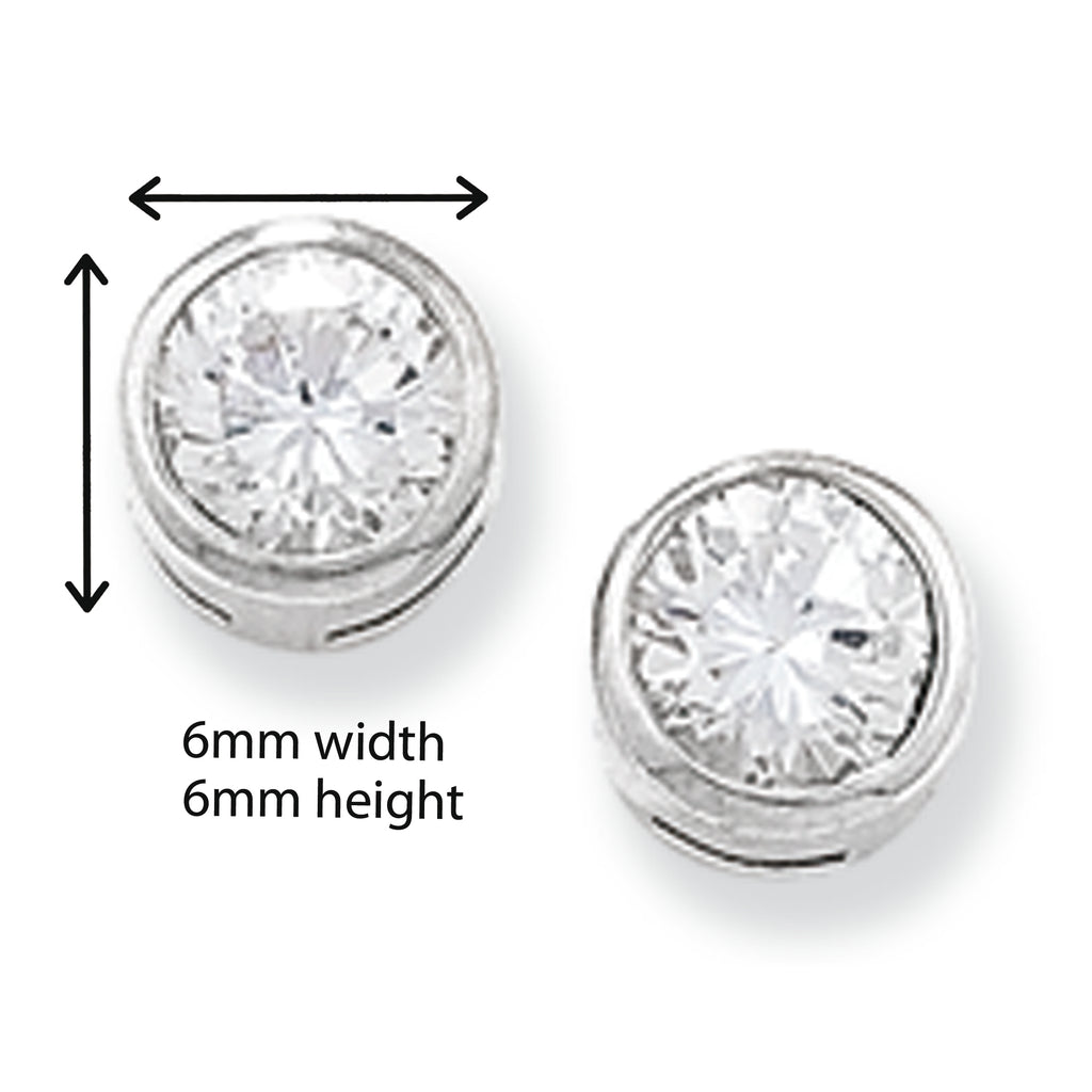 Sterling Silver Rubover Circle Earrings with Cubic Zirconia. Hypoallergenic Silver Earrings For Women