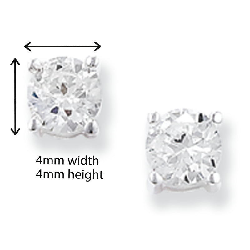 Sterling Silver Claw Set Stud Earring with Cubic Zirconia. Hypoallergenic Silver Earrings for Women