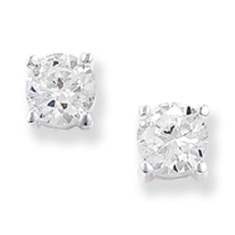 Sterling Silver Claw Set Stud Earring with Cubic Zirconia. Hypoallergenic Silver Earrings for Women