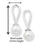 Sterling Silver Synthetic Pearl Drop Earrings. Hypoallergenic Silver Jewellery for women by Aeon