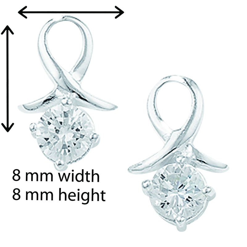 Kids Bow Stud Earring Set - Hypoallergenic  Sterling Silver for Girls - 8mm * 8mm