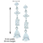 Sterling Silver Bridal Cubic zirconia Earring - Hypoallergenic Silver Jewellery for women by Aeon - 26mm * 4mm