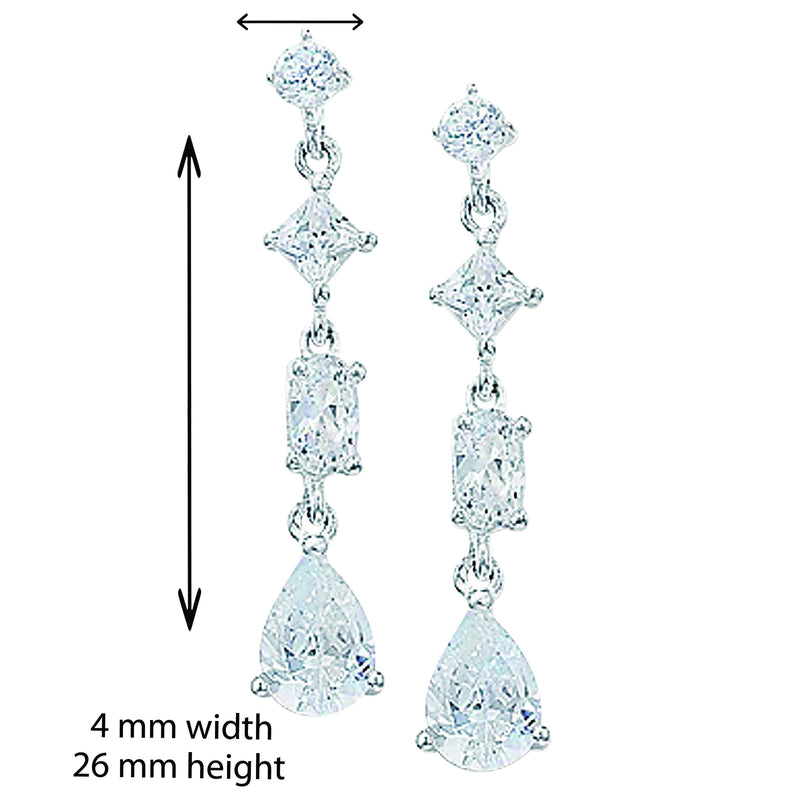 Sterling Silver Bridal Cubic zirconia Earring - Hypoallergenic Silver Jewellery for women by Aeon - 26mm * 4mm