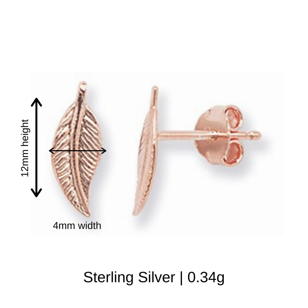 Sterling Silver Rose Gold Plated Leaf Earring