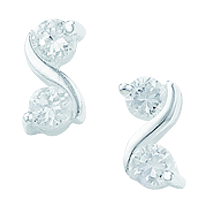 Sterling Silver Wave Earring - Hypoallergenic  Sterling Silver Jewellery for Women by Aeon - 8mm * 4mm