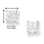 Sterling Silver Square Earrings with Cubic Zirconia. Hypoallergenic Silver Earrings For Women