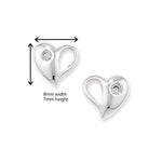 Sterling Silver Heart Earrings Studs with Cubic Zirconia.  Hypoallergenic Sterling Silver Earrings for women
