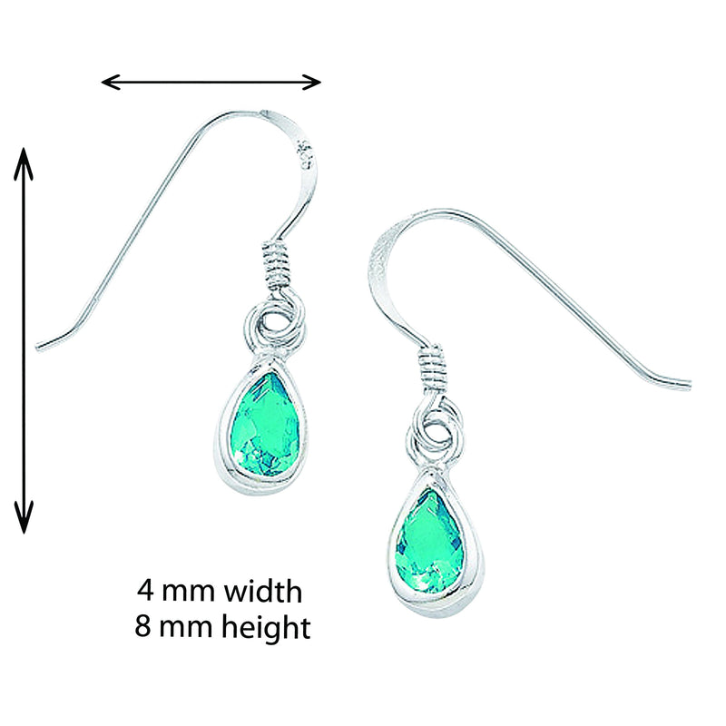 Sterling Silver Blue Cubic Zirconia Earring - Hypoallergenic Silver Jewellery for women by Aeon - 8mm * 4mm