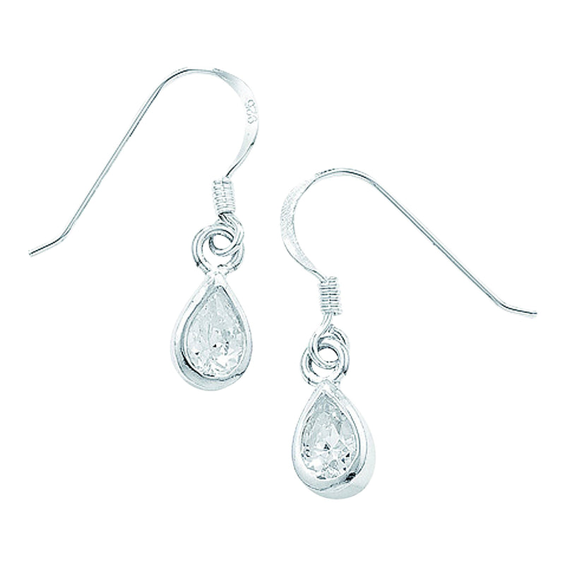 Sterling Silver Cubic Zirconia Pear Drop Earring - Hypoallergenic Silver Jewellery for women by Aeon - 8mm * 4mm