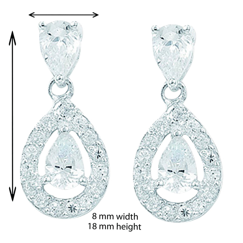 Sterling Silver Bridal Cubic zirconia Earrings - Hypoallergenic Sterling Silver Jewellery for Ladies by Aeon