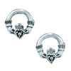 Marcasite Claddagh Earrings - - Hypoallergenic Sterling Siler, Silver Earrings for Women - 7mm * 7mm