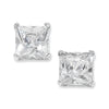 Sterling Silver Square Earring Studs with Cubic Zirconia. Hypoallergenic Silver Square Stud Earrings For Women