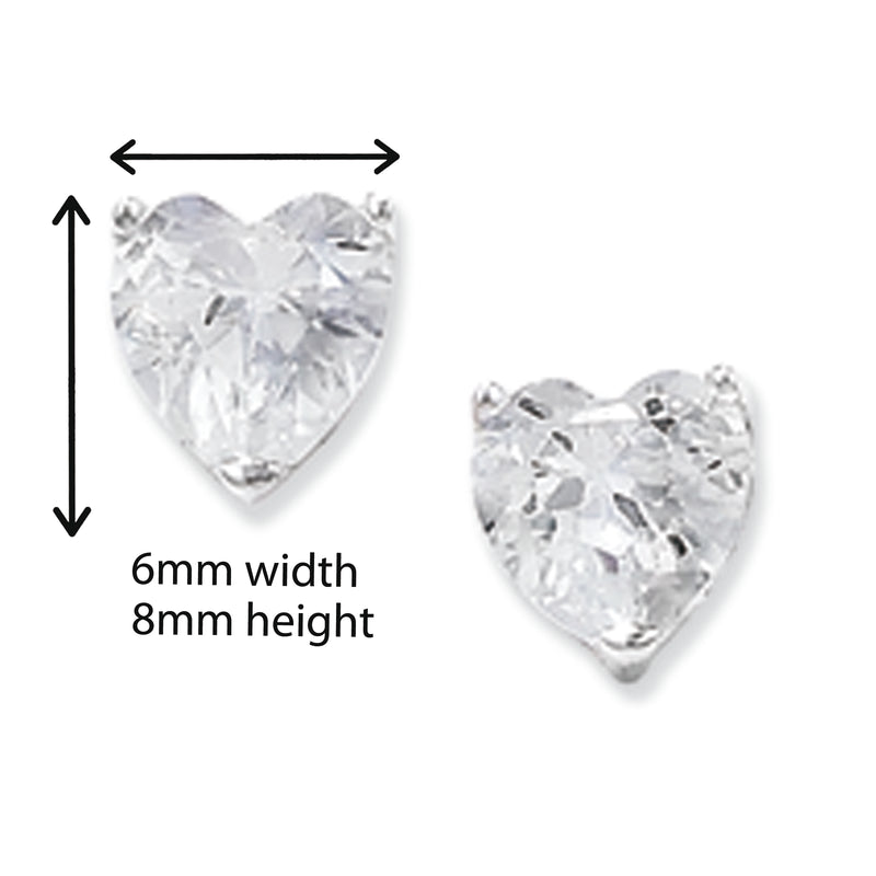 Sterling Silver Heart Earrings with Cubic Zirconia.  Hypoallergenic Silver Heart Earrings For Women