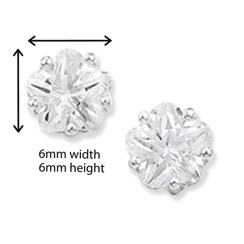 Flower cut Sterling Silver Earrings with Cubic Zirconia . Hypoallergenic Sterling Silver Earrings for women by Aeon