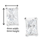 Sterling Silver Rectangular Earrings with Cubic Zirconia 6mm * 4mm. 925 Hypoallergenic Silver Stud Earrings For Women