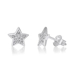 Sterling Silver Star Earrings Set with Cubic Zirconias